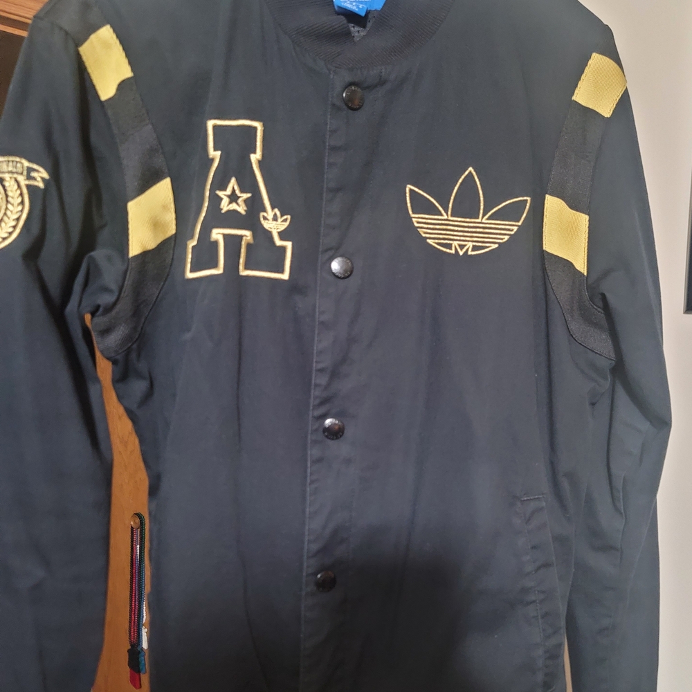 Adidas Men's Black Jacket with Gold Details